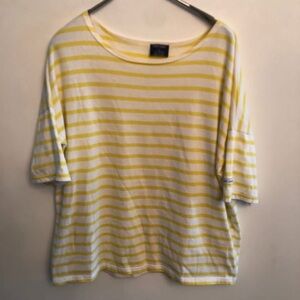 St James x JCrew Yellow striped Breton style Tshirt top size Medium